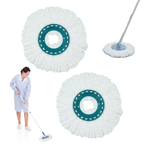 mizikuu Ersatzkopf Disc Mop, 2 Stück Bodenwischer Ersatzbezug Clean Twist Disc Mop Systèmes Wischmopp Ersatz Sehr Saugfähig Mikrofaser Moppkopf Mop Für alle Bodenarten Geeignet von mizikuu