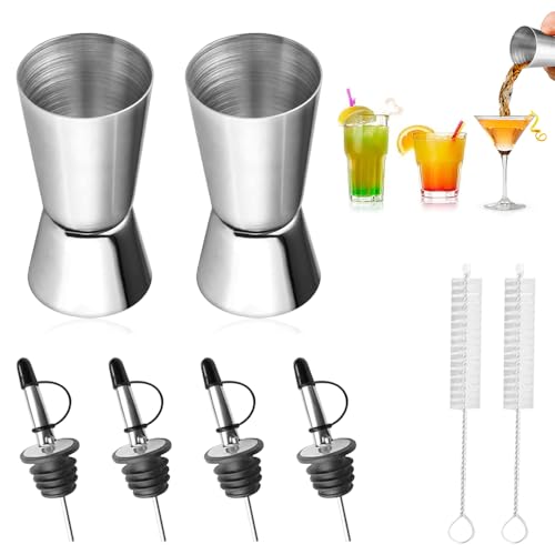 mizikuu Edelstahl Barmaßr, 2 Stück 2cl 4cl Doppelmaß 4 mit Flaschenausgießern & 2 Pinseln Cocktail Jigger mit Skalierung für Bars, Clubs, Restaurants, Cafés Oder zu Hause mizikuu Edelstahl Barmaßr, 2 Stück 2cl 4cl Doppelmaß 4 mit Flaschenausgießern & 2 Pinseln Cocktail Jigger mit Skalierung für Bars, Clubs, Restaurants, Cafés Oder zu Hause von mizikuu