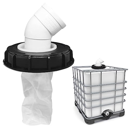 mizikuu IBC Deckelfilter, 45°IBC Deckel Filter 163mm Nylon Regenwasserfilter Auswaschbar mit Deckel IBC Filterdeckelmit Bogen IBC Tank Filter IBC Tank Zubehör für IBC Regenwassertank DN 150 von mizikuu