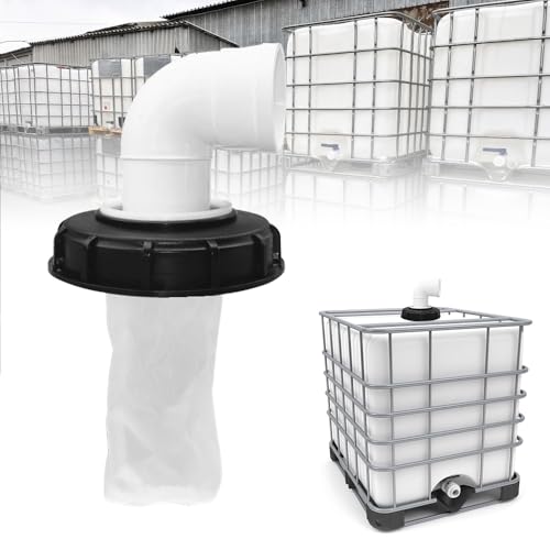 mizikuu IBC Deckelfilter, 90° IBC Deckel Filter 163mm Nylon Regenwasserfilter Auswaschbar mit Deckel IBC Filterdeckelmit Bogen IBC Tank Filter IBC Tank Zubehör für IBC Regenwassertank DN 150 von mizikuu