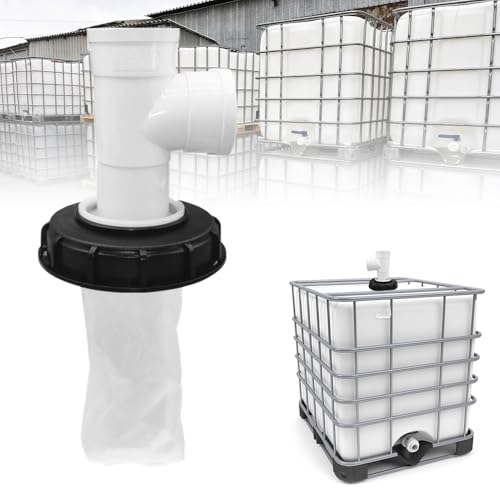 mizikuu IBC Deckelfilter, Abzweig-typ IBC Deckel Filter 163mm Nylon Regenwasserfilter Auswaschbar mit Deckel IBC Filterdeckelmit Bogen IBC Tank Filter IBC Tank Zubehör für IBC Regenwassertank DN 150 von mizikuu