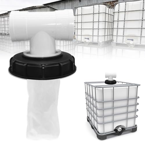mizikuu T-Typ IBC Deckelfilte,163mm Nylon Regenwasserfilter Auswaschbar mit Deckel IBC Filterdeckelmit Bogen IBC Tank Filter IBC Tank Zubehör für IBC Regenwassertank DN 150 von mizikuu