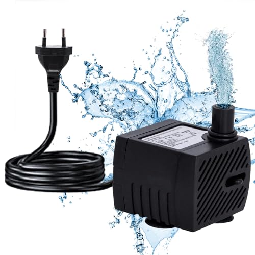 mizikuu Mini Wasserpumpe, Ultra Leise Aquarium Pumpe, 200L/H, 2,5W Aquarium Tauchpumpe Klein mit 1,5 m Netzkabel Springbrunnenpumpe Wasserpumpe Klein für Aquarien, Brunnen, Statuen, Hydrokultur von mizikuu