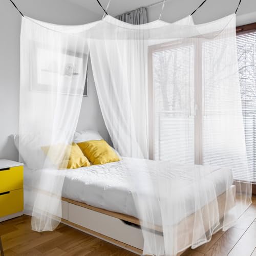 mizikuu Moskitonetz Einzelbett, 200x100x200cm Mückennetz Bett Fliegennetz Moskitoschutz Insektennetz mit 6 Klebehaken Einfache Anbringung für Reisen und Zuhause von mizikuu