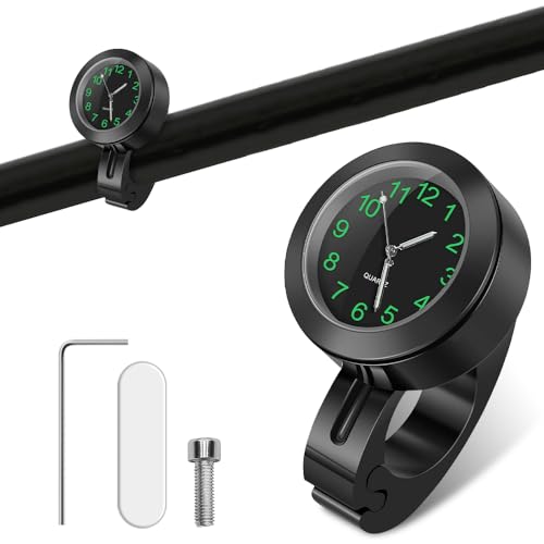 mizikuu Motorrad Uhr, Lenkeruhr Motorrad Wasserdicht Lenkerhalterung Schwarz Fahrrad Uhr Motorraduh für Lenker Motorraduhren für Motorräder Elektrofahrzeuge von mizikuu
