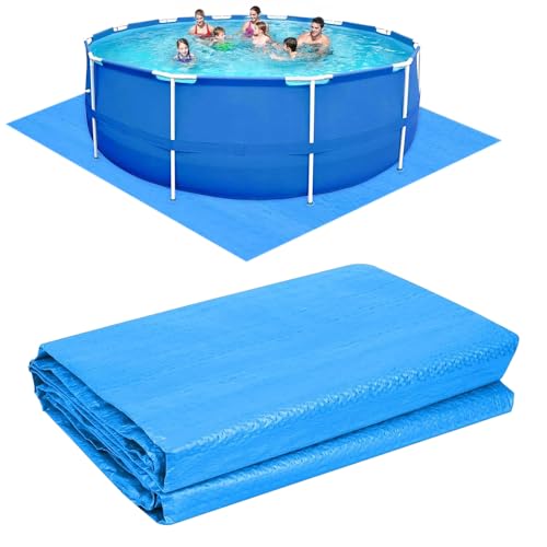 mizikuu Pool Bodenplane Rechteckig, 274 x 274cm Poolunterlage für Aufblasbare Swimmingpools Bodenschutzplane Pool Unterlegeplane für Aufstellpools Faltbarer Pool Unterlegmatte Pool Ground Cloth von mizikuu