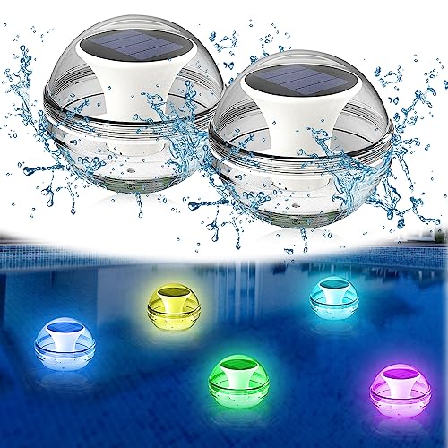 mizikuu Poolbeleuchtung Solar, 2 Stück Schwimmende LED Unterwasser Solar Pool Licht Teichbeleuchtung Multifarbige Wasserlicht zubehör für Pool, Teich, Garten Blumen von mizikuu