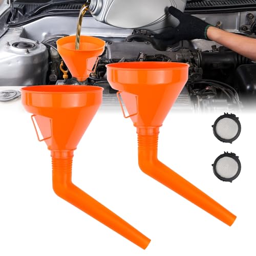 mizikuu Trichter mit Schlauch, 2 Stück Einfülltrichter kfz 1,2 Liter Öltrichter Plastik Filter Universal Trichter Benzin Mit Sieb für Ölwechsel, Auto, Werkstatt und Haushalt von mizikuu