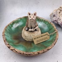 Keramik Vogeltränke "Kater" 23 cm Insektentränke Keramikschale Unikat von mjArtsKeramik
