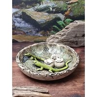 Keramik Vogeltränke Mit Echsen 23cm Und Tränkensteine - Insektentränke Gartenkeramik Gartendeko Geschenk Handgemachtes Unikat Keramik Vogeltränke Mit Echsen 23cm Und Tränkensteine - Insektentränke Gartenkeramik Gartendeko Geschenk Handgemachtes Unikat von mjArtsKeramik