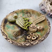 Vogeltränke Oktopus Ø23 cm Insektentränke Gartenkeramik Gartendeko Geschenk Unikat von mjArtsKeramik