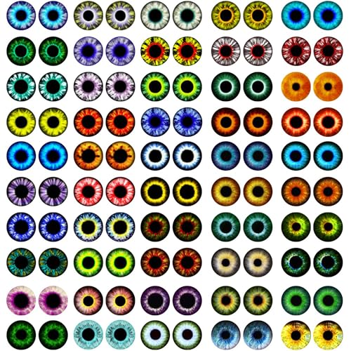 100 Stück sortierte Drachenaugen Glas-Cabochon-Augen für Tonpuppenherstellung, Skulpturen, Requisiten für Heimwerker, Handwerk, Schmuckherstellung, Weihnachtsgeschenk von mjjmbc
