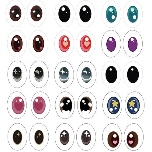 30 Stück Puppenaugen Glas-Cabochon für Ton, Puppenherstellung, Skulpturen, Requisiten, Handwerk, DIY, Schmuckherstellung von mjjmbc