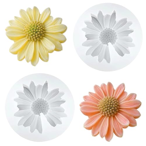2 Stück Kerzen Silikonformen 3D Pfingstrose Daisy Silikon Kerzenform Daisy Silicone Kerzenform Blumen 3D Silikonform für DIY Duftkerze Seife von mkemka