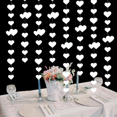 Herz Girlande Hochzeit Deko Streamer Doppeltes Herz Hängenden Papier Girlande Weiß Deko für Hochzeit Party Valentinstag Geburtstag Herz Girlande Hochzeit Deko Streamer Doppeltes Herz Hängenden Papier Girlande Weiß Deko für Hochzeit Party Valentinstag Geburtstag von mkemka