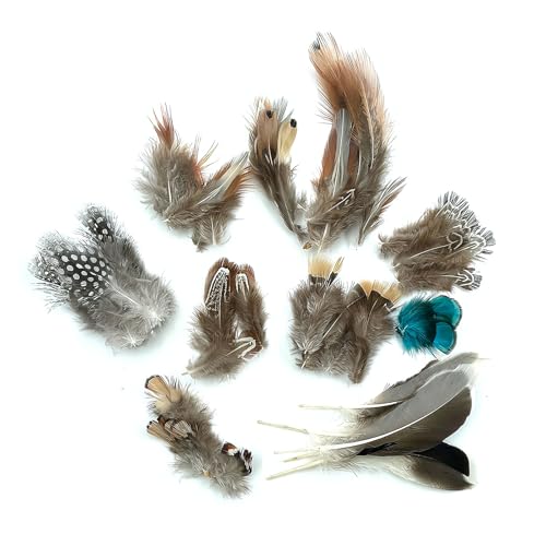 mkemka 50-teiliges handgefertigtes buntes Federset – natürliche Hühner- und Entenfedern (4–15 cm), mit Aufbewahrungsbox, zum Basteln von Traumfängern, Schmuck und DIY-Dekorationen. von mkemka