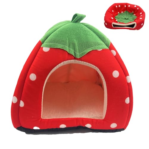 mkemka Meerschweinchen Haus Winterschutz, Erdbeer-Design Meerschweinchen Bett, Waschbar und Weicher Haustierhaus Zubehoer für Zwergkaninchen/Eichhörnchen/Igel/Chinchilla/Hamster mkemka Meerschweinchen Haus Winterschutz, Erdbeer-Design Meerschweinchen Bett, Waschbar und Weicher Haustierhaus Zubehoer für Zwergkaninchen/Eichhörnchen/Igel/Chinchilla/Hamster von mkemka