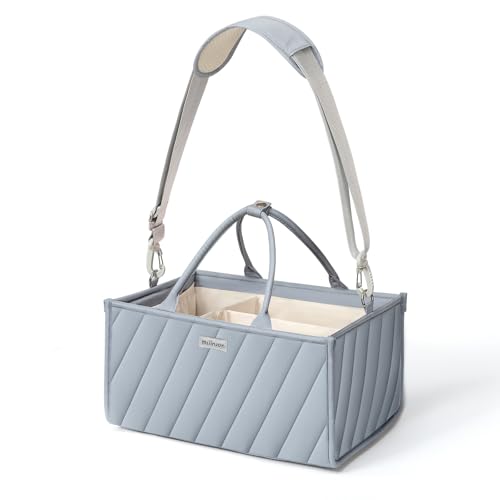 mliinjoy Baby Windel Caddy Organizer tragbare multifunktionale Aufbewahrung mit Papiertasche Schultergurt und Klett zur Befestigung am Kinderwagen geeignet für Zuhause Auto Reisen Graublau mliinjoy Baby Windel Caddy Organizer tragbare multifunktionale Aufbewahrung mit Papiertasche Schultergurt und Klett zur Befestigung am Kinderwagen geeignet für Zuhause Auto Reisen Graublau von mliinjoy