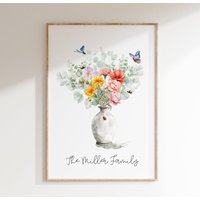Familie Geburt Blumenstrauß Druck | Geburtsmonat Familiengeschenk Muttertagsgeschenk Omas Gartendruck Familienandenken Galerie Wall Art von mmaestheticshop