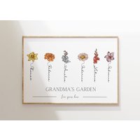 Familie Geburt Blumenstrauß Druck | Geburtsmonat Familiengeschenk Muttertagsgeschenk Omas Gartendruck Familienandenken Galerie Wall Art von mmaestheticshop
