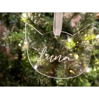 Klare Acrylkatze Ornament | Name Personalisiert von mncelebrations