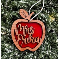 Personalisierte Apple Lehrer Weihnachtsverzierung | Geschenkanhänger von mncelebrations