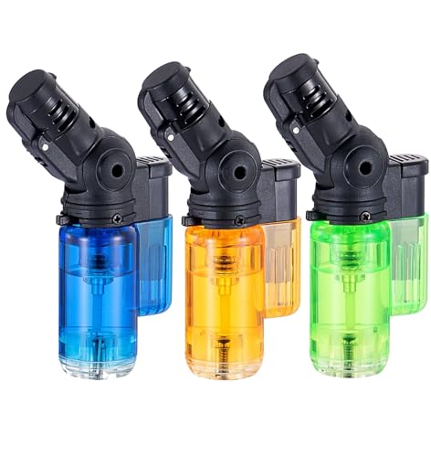 mnopx 3er-Pack Fackelfeuerzeug, Mini-Feuerzeuge, nachfüllbar, Butan, Winddicht, Jet-Flamme for Kerzen, Camping, BBQ-Grill (ohne Butan)(3pack1) von mnopx