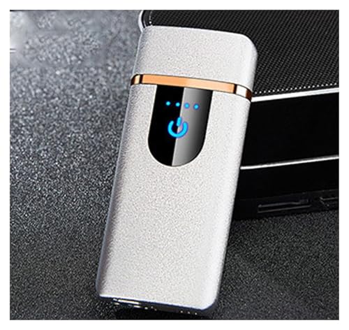 mnopx Butan-Feuerzeug mit Smart-Touch-Zündung, 3-in-1-Multifunktionsfeuerzeug, geeignet for Outdoor-Camping-Geschenke usw. (ohne Butan)(Silver) von mnopx