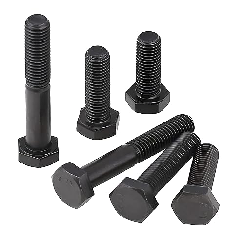 moaupr M12-Außensechskantschrauben, Schwarze hochfeste mechanische Sechskantschrauben aus legiertem Stahl, Stellschrauben, Maschinenschrauben, (Half Threaded) M12×100mm,3 Pcs von moaupr