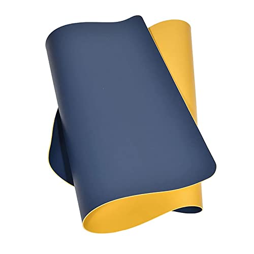 moaupr Mauspad, Schreibtisch Mat Doppelseitig Große Mausmatte PU Multifunktionale Tischmatte Wasserdicht Schreibtischauflagen Für Büro, Studententisch Blau+Gelb 55x80cm/21.65x31.5in von moaupr