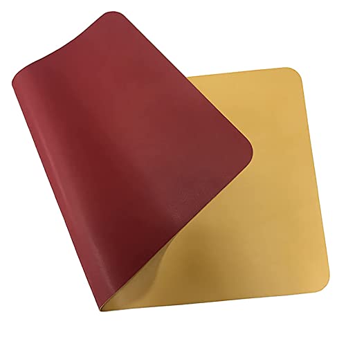 moaupr PU Leder Mauspad, Matte Wasserdicht Perfekte Doppelseite Schreibtisch Schreibmatte Für Büro Und Zuhause Ultradünne 2mm Rot + Gelb 30x150cm/11.81x59.06in von moaupr