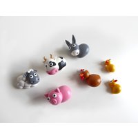Magnete Nutztiere in Fimo Esel Schaf Kuh Schwein Hühner Und Küken von mobidulles