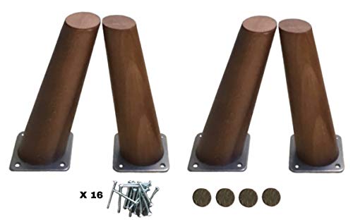 MOBILIARIOCLICHI - Möbelbeine aus Holz - Konisch geneigte Beine mit bereits installierter Montageplatte Holzbeine für Sofas Nachttisch Schränke 15 cm hoch von MOBILIARIOCLICHI