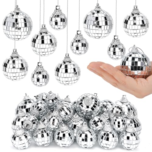 32 Stück Mini Discokugel Set, 4 Größen Gemischt Spiegelkugel Discokugeln Set, Discokugel Deko Klein 2cm 3cm 4cm 5cm, Disco Ball Cake Toppers, Deko Discokugel für Kuchendekoration, Party, Bar, Urlaubsd von mobumeia