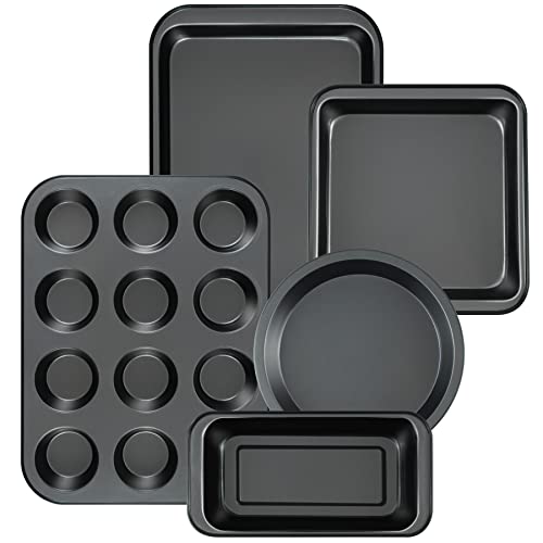 Backformen Antihaft-Set, 5-teiliges Backgeschirr-Set mit runder, Muffinform Kastenform Bratpfanne Backbleche für Ofen Antihaftbeschichtung, mobzio Küche Kochgeschirr Sets Backzubehör Backformen Antihaft-Set, 5-teiliges Backgeschirr-Set mit runder, Muffinform Kastenform Bratpfanne Backbleche für Ofen Antihaftbeschichtung, mobzio Küche Kochgeschirr Sets Backzubehör von mobzio