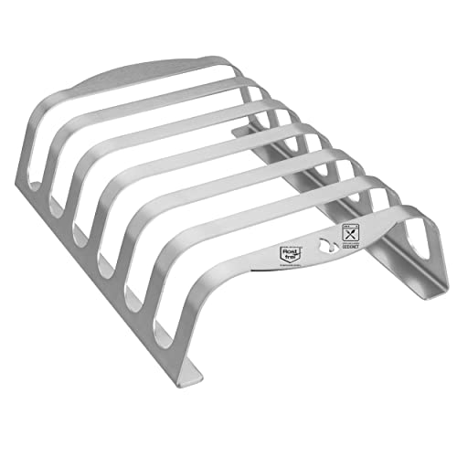 mocisa Rib-Rack Size XL (6er)| Rippchenhalter mit Griffen |Das Profi-Tool zum Rippchen-Grillen |Edelstahl | lebensmittelecht |hergestellt in Bayern |für 6 saftige und leckere Spare-Ribs | von mocisa