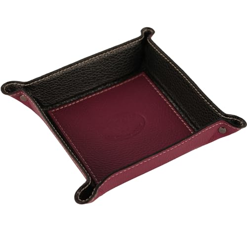 modamoda de - K01 - Dekoschale Taschenleerer Ablage aus Echtleder, Farbe:Bordeauxviolett von modamoda de
