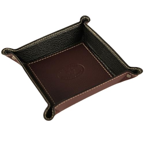 modamoda de - K01 - Dekoschale Taschenleerer Ablage aus Echtleder 16x16x4 cm, Farbe:Bordeauxrot Dunkel von modamoda de