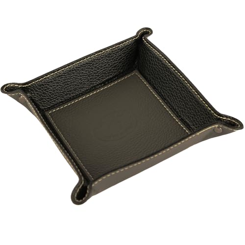 modamoda de - K01 - Dekoschale Taschenleerer Ablage aus Echtleder 16x16x4 cm, Farbe:Graphitgrau von modamoda de