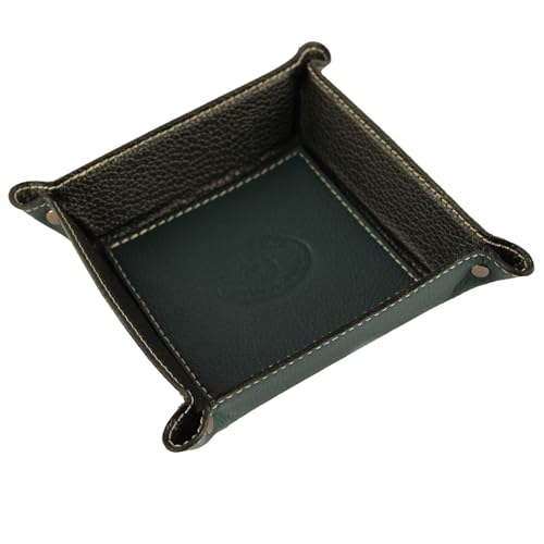 modamoda de - K01 - Dekoschale Taschenleerer Ablage aus Echtleder 16x16x4 cm, Farbe:Petrol von modamoda de