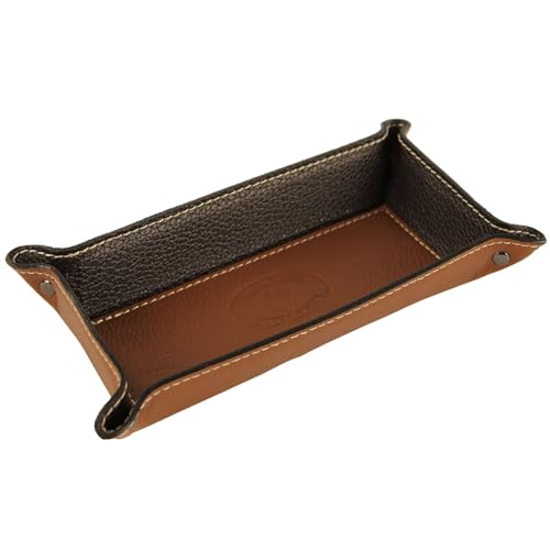modamoda de - K02 - Dekoschale Taschenleerer Ablage aus Echtleder 20x10x4 cm, Farbe:Cognac von modamoda de