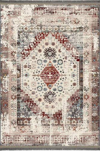 modema Wohnzimmerteppich – Waschbarer Teppich für Wohnzimmer, Esszimmer, Schlafzimmer, Flur, Rutschfester Vintage-Perser-Teppich von modema