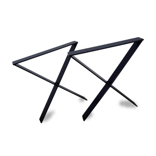 modern LOFT art Tischbeine Schwarz - Metall X-Form - 2X Tischgestell Flachstahl 80x10 mm - DIY Tischkufen für Wohnzimmertisch, Esstisch - Breite 50 cm, Höhe 72 cm von modern LOFT art