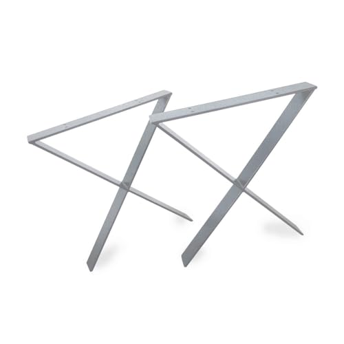 modern LOFT art Tischbeine Silber - Metall X-Form - 2X Tischgestell Flachstahl 100x10 mm - DIY Tischkufen für Wohnzimmertisch, Esstisch - Breite 70 cm, Höhe 72 cm von modernLOFTart