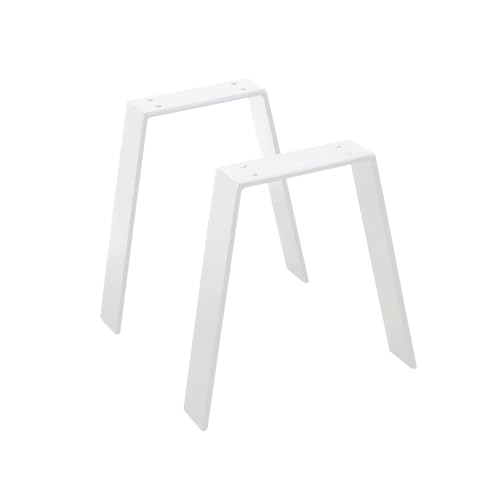 modernLOFTart Tischkufen Weiß Vm 80x10 mm - Tischbeine Metall aus Flachstahl Sandgestrahlt und Pulverbeschichtet - Tischgestell Breite 30cm, Höhe 42cm - Industrial Loft von modernLOFTart