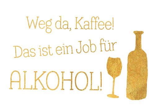 Magnet 8,5x5,5 cm +++ LUSTIG von modern times +++ WEG DA, KAFFEE! - MAGNETE GOLD +++ MODERN TIMES © GOLD von modern times