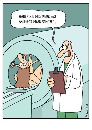 -3er Set Postkarte CARTOON - Motiv: IHRE PIERCINGS ABGELEGT, Anlass: Fun Cartoon/Satire, Künstler/Verlag: KÖPENICKER CG © PERSCHEID, Martin, Größe: A6 von modern times