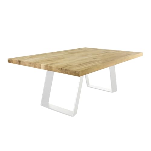 modern LOFT art Tischfüße Weiß – Couchtisch - Wohnzimmertisch – 2X Bankbeine Flachstahl 100x10 mm – Tischgestell Metall – DIY Tischkufen für Wohnzimmer Tisch, Beistelltisch- Breite 20cm, Höhe 42cm von modern LOFT art