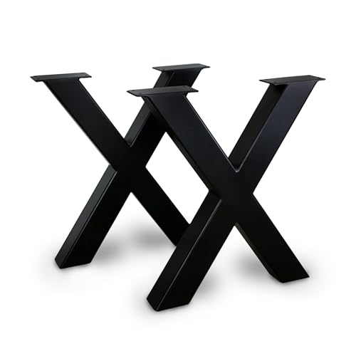modernLOFTart Tischkufen Schwarz XP 80x80 mm - Tischbeine Metall Profil Sandgestrahlt und Pulverbeschichtet - Tischgestell Breite 76cm, Höhe 72cm - Industrial Loft von modern LOFT art