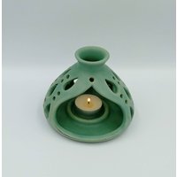 Handgefertigte Keramik Teelicht Laterne Türkis Kerzenhalter von moderngreekpottery
